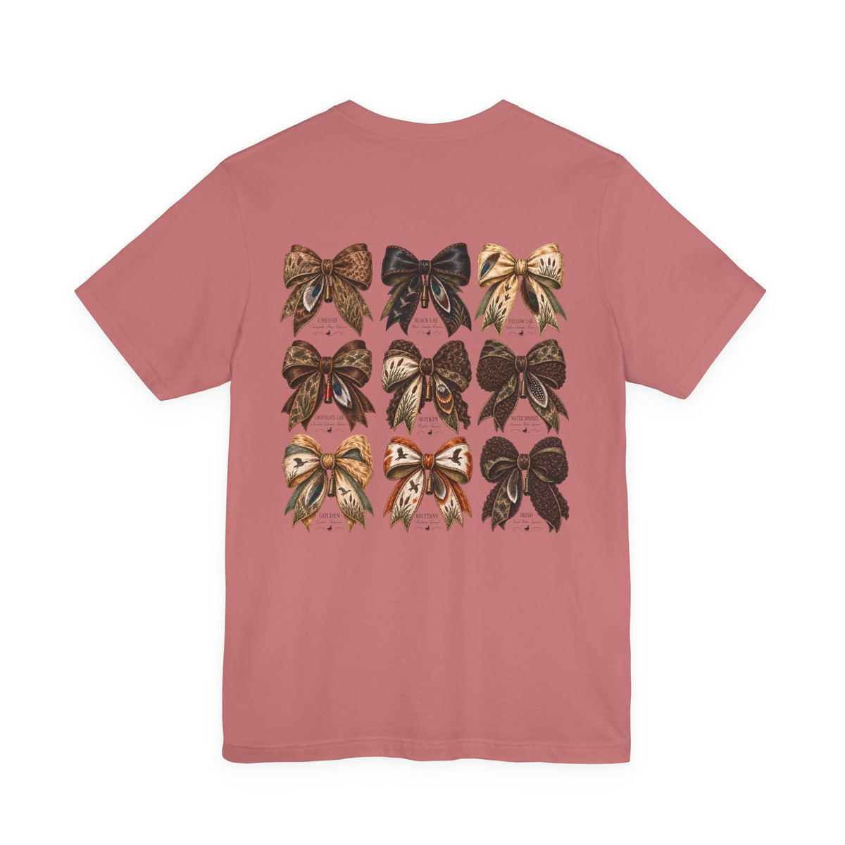 Bow Pattern Dog Breed T-Shirt — Coquette Graphic Tee (Chasin’ Drakes)