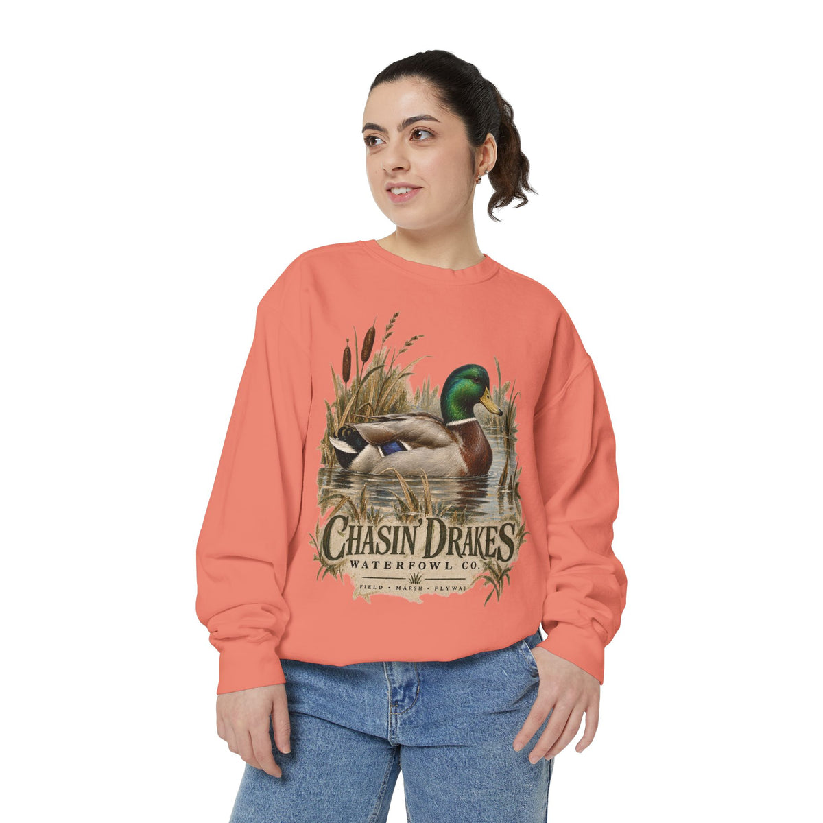 Women’s Mallard Crewneck Sweatshirt | Chasin’ Drakes Waterfowl Co. Heritage Duck Hunting Pullover