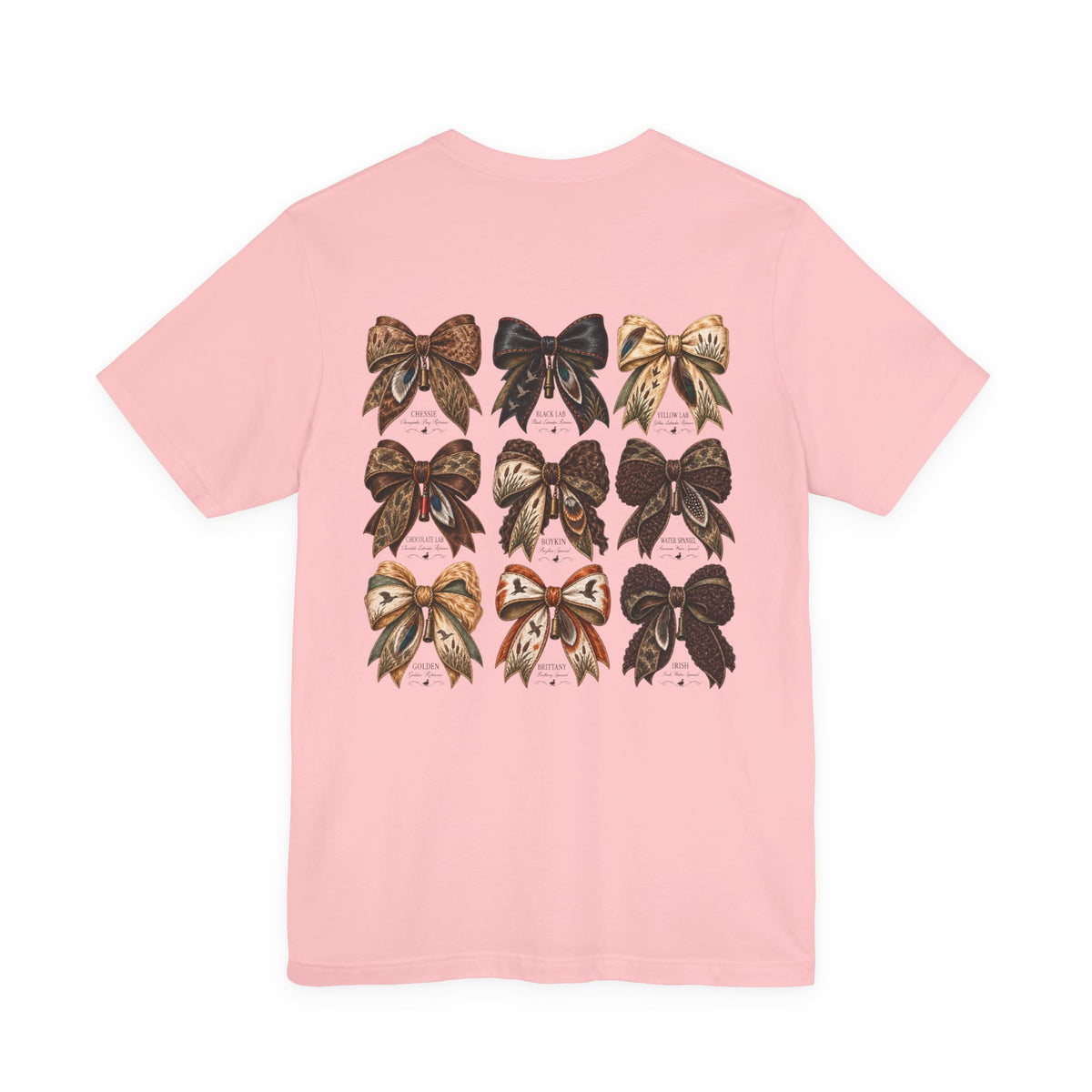 Bow Pattern Dog Breed T-Shirt — Coquette Graphic Tee (Chasin’ Drakes)