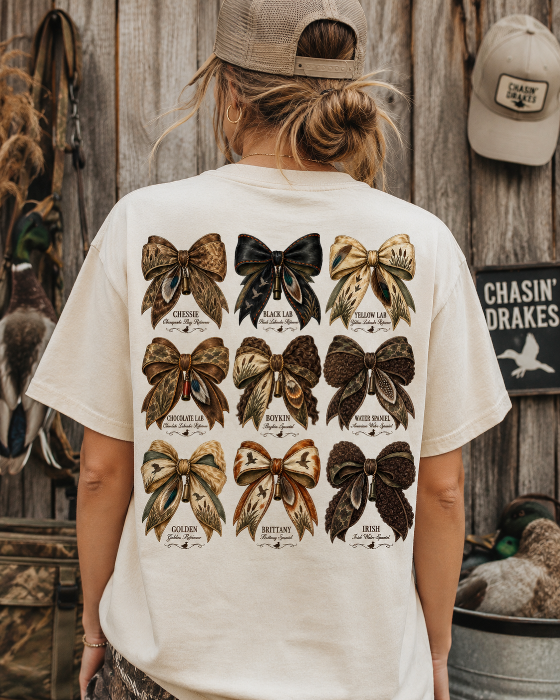 Bow Pattern Dog Breed T-Shirt — Coquette Graphic Tee (Chasin’ Drakes)