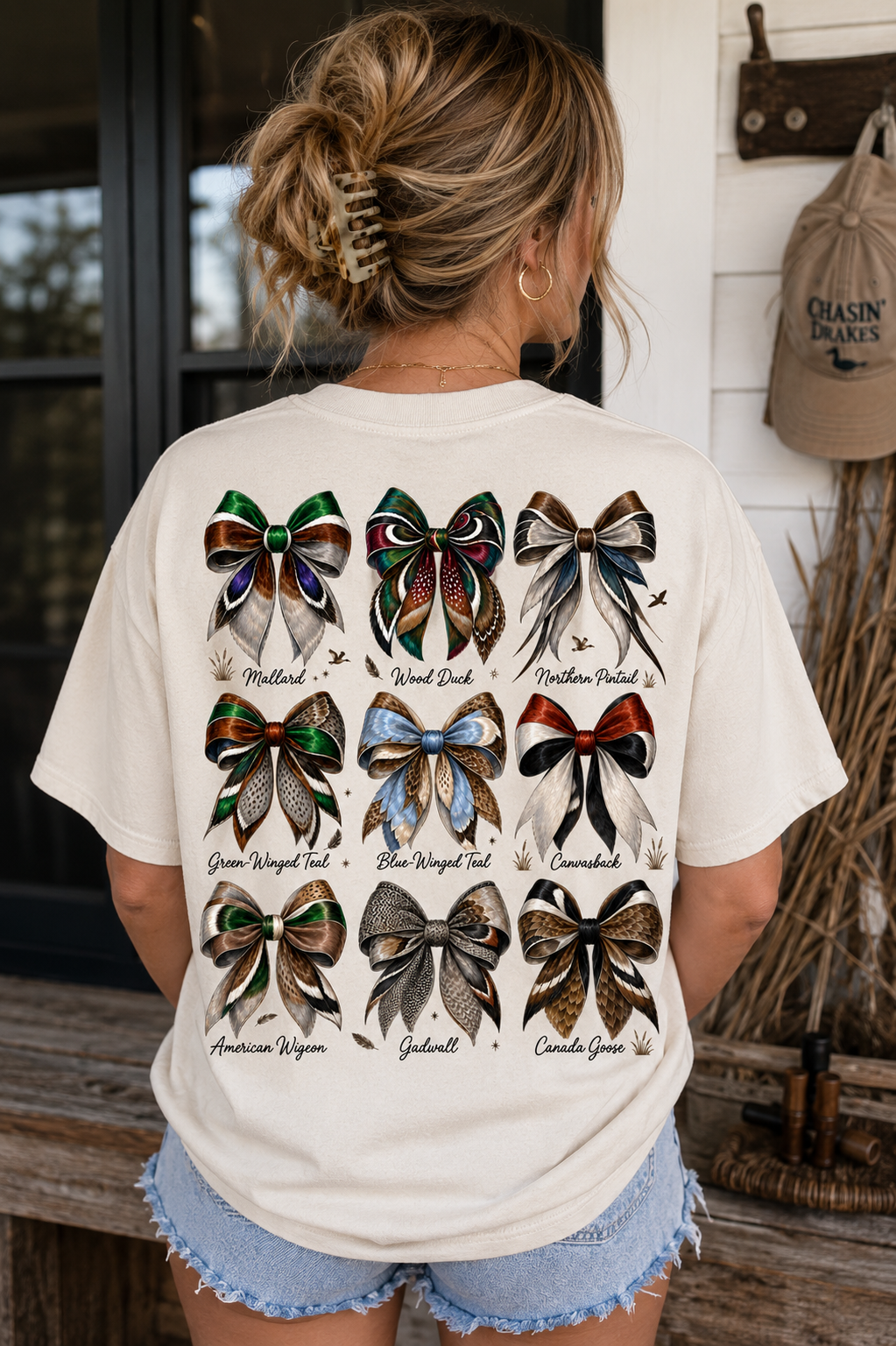 Waterfowl Bow Pattern Graphic Tee — Chasin' Drakes Chest Logo