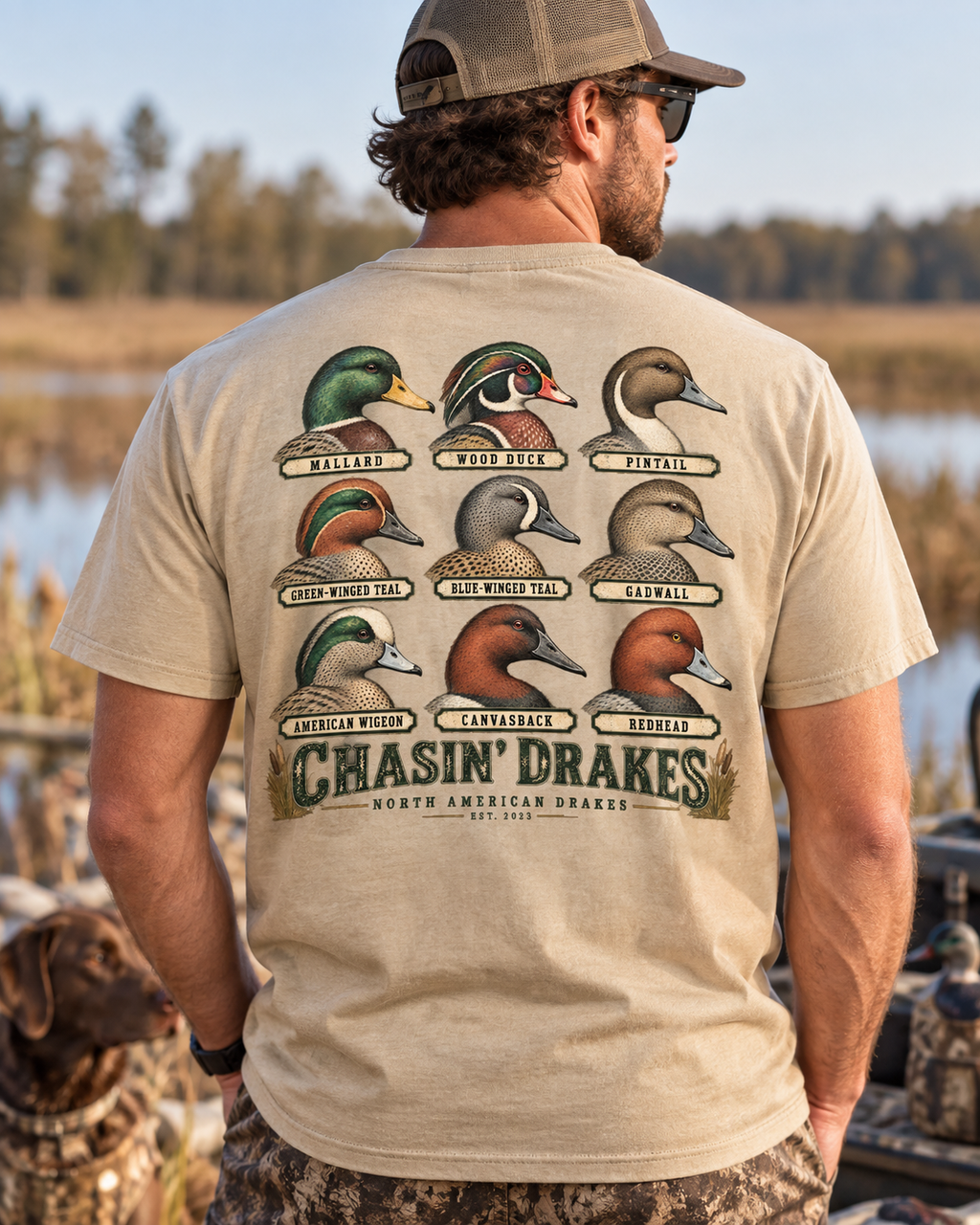 Chasin’ Drakes Waterfowl Drake Grid T-Shirt | Vintage Duck Hunting Shirt