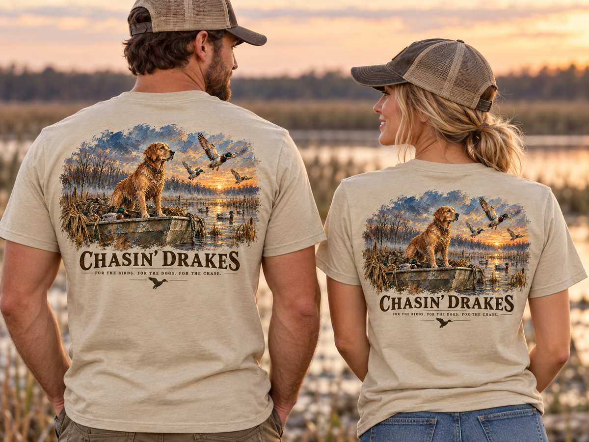 Golden Retriever Duck Hunting Shirt | Chasin’ Drakes Waterfowl Hunting Tee | Duck Dog Shirt