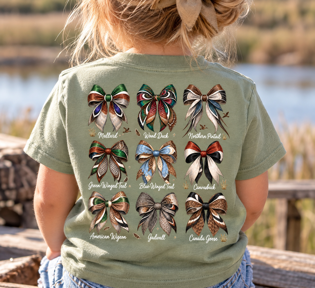 Toddler Tee — Waterfowl Bows Graphic Shirt (Chasin' Dreams)