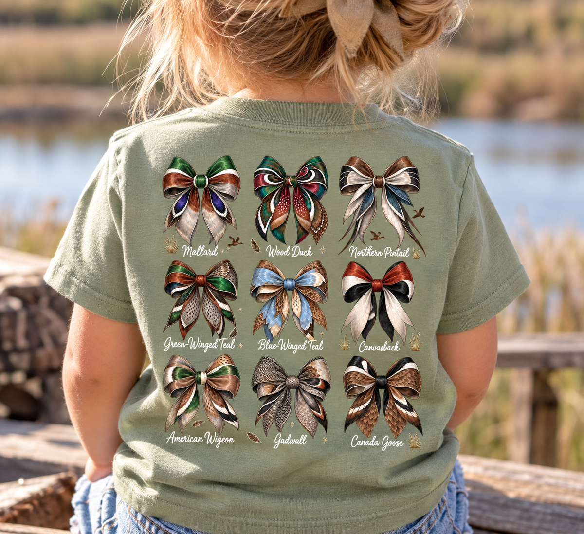 Toddler Tee — Waterfowl Bows Graphic Shirt (Chasin' Dreams)