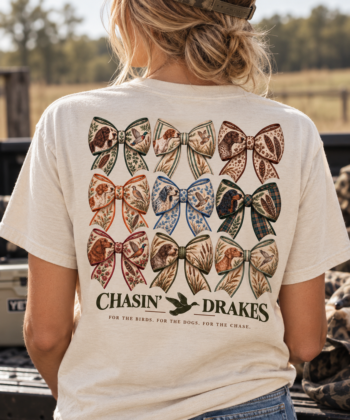 Field Dog Coquette Bow T-Shirt | Hunting Dog & Upland Bird Shirt | Chasin’ Drakes