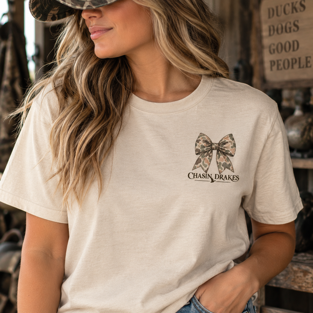 Vintage Camo Bow T-Shirt | Chasin’ Drakes Waterfowl Hunting Tee