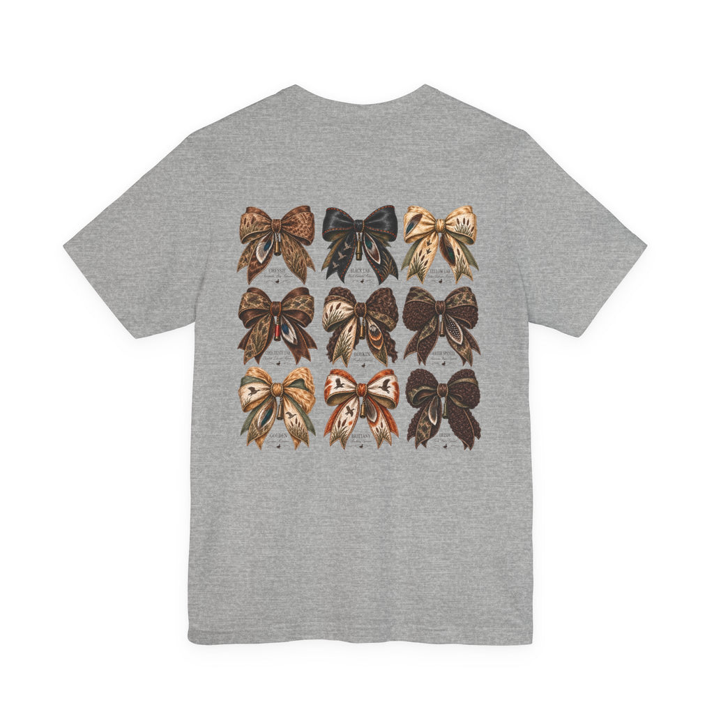 Bow Pattern Dog Breed T-Shirt — Coquette Graphic Tee (Chasin’ Drakes)