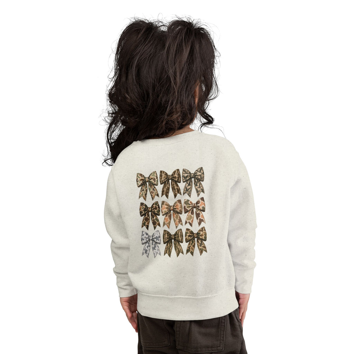 Toddler Vintage Camo Bow Crewneck Sweatshirt | Chasin’ Drakes Mini Waterfowl Sweatshirt